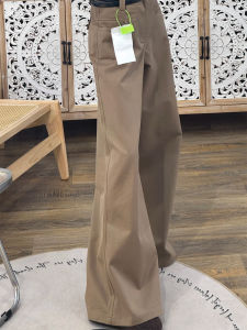 Khaki Wide Leg Pants Womens Loose Fitting Trousers for Pear Shaped Body Slimming Workwear Casual High Waist Straight Cut