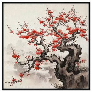 Tranh Tết Hoa Đào Tranh Treo Tường Canvas tranh dán tường Tranh thủy mặc CGI-81