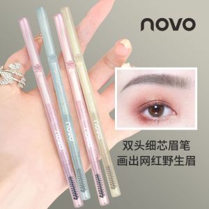 NoVo Ultra-Fine Eyebrow Pencil Womens Eye Liner Glue Pen Two-In-One Waterproof Non-Fading Root-To-Root Wild Eyebrow Special Use