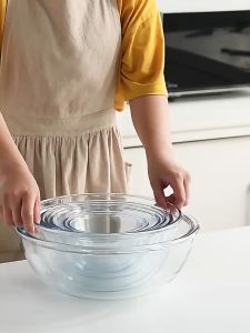 Locaupin Glass Bowls Microwavable Glass Bowl Clear Tempered Glass Salad Bowls for Kitchen Microwave and Oven Safe