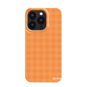 L907 Orange Gingham for Iphone15 Apple 16pro Phone Case 14plus Drop-Resistant 13 Promax12 Niche Art No Shell Twinning Two-in-One Film Soft Case 15pro Case
