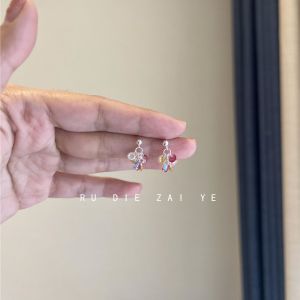 ต่างหูลูกปัดหลากสีสันสดใส ดีไซน์หวานๆ สำหรับผู้หญิง เครื่องประดับแฟชั่นสไตล์ฤดูใบไม้ผลิและฤดูร้อน