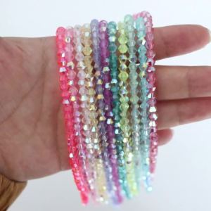 4mm Rainbow Austria Bicone Crystal Beads AB Color Faceted Sparkling Glass Beads for DIY Jewelry Making Necklace Supplies