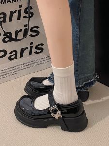 รองเท้าส้นแบนหัวมนสไตล์ฝรั่งเศส ทรงกลม สำหรับผู้หญิง ฤดูใบไม้ผลิ 2025 รองเท้า Mary Janes แบบใหม่ ดีไซน์เก๋ไก๋ สไตล์เกาหลี รองเท้าแฟชั่น