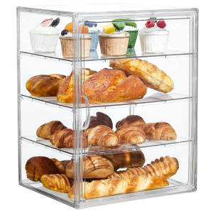 Kotak kek Cake Box Transparent Bread Box Acrylic Display Box Kitchen Cabinet  4-Layer Rack DIY Storage Organizer Bagel Sandwich Cupcake Kuih Donuts Tiramisu