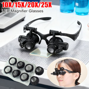 10X/15X/20X/25XHead Wearing Magnifier Glasses Observation Magnifying Headband Eyewear Wearing Magnifier Glasses Portable Lens