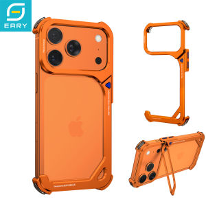 Eary 9 Shape for iPhone 17 Pro Max Bumper Case with Stand Aluminum Slim Cases for MagSafe Metal Frameless Shockproof Protective