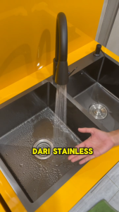 Sink Dapur 2 Lubang Stainless Steel Anti Karat & Peredam Suara