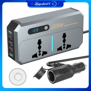 LST 200W Car Inverter DC 12V/24V to AC 220V Power Inverters for Vehicles with PD 30W TYPE-C Dual USB Ports and QC3.0 Fast Charging Ports Car Charger Adapter