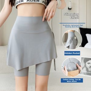ASran | Ruched Faux Two-piece Shapewear Trousers High Waist Slimming Fitness Leggings