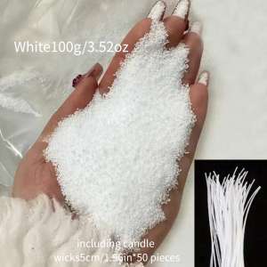 100g/500g Pearl Candle Sand Set - Refillable Wax DIY Candle Making Kit Contains 50 Wicks Bead Candle Filling Making Kit