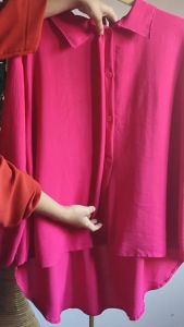 Baju Atasan Wanita Oversize Crinkle Airflow Aksen Kancing Depan dan Variasi Belakang / Bella Blouse Oversize Kasual Crinkle Airflow