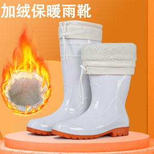 Giày Bốt Chống Nước Bằng Vải Cotton Dày Dặn Ấm Áp Chống Trượt Chống Mài Mòn Bảo Hộ Lao Động Giày Làm Việc Giày Nước