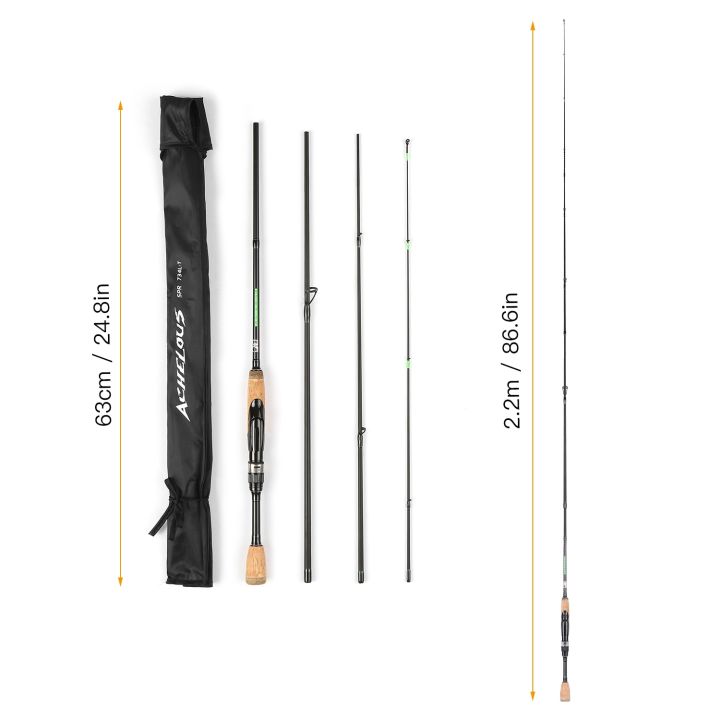 แบบพกพา Travel Spinning Fishing Rod 6.8FT คาร์บอนไฟเบอร์น้ําหนักเบา 4 ชิ้น Fishing Pole สําหรับตกปลากลางแจ้ง
