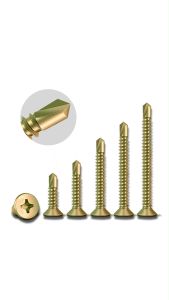 MUSCLE COW สกรูปลายสว่านหัวเตเปอร์ F(แบน) สีรุ้ง 50 ตัว - ชุดละ