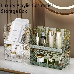 KIMSUN Luxury Diamond Pattern Stackable Desktop Cosmetics Storage Boxes Home Makeup Organiser Desk Drawers Stationery Storage Boxes