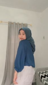 Blouse Kemeja Polos Lengan Balon Wanita Korean Style By Azka Collection