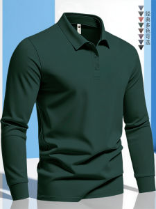 New 2025 Mens Polo Shirt Classic Long Sleeve Collared Casual Versatile Business Simple Style Breathable Polyester Cotton Blend