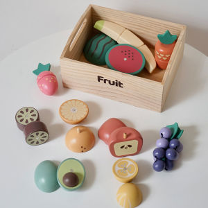 Cutting Play Food Toys Kids Kitchen Toys Wooden Food Accessories Set Pretend Food Fruit Vegetable Educational Cognition Toys