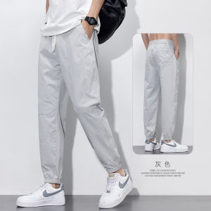 Ice Silk Quick Dry Summer Thin Loose Casual Harem Pants Mens Loose Fit Youth Trendy Trousers Long Pants Elastic Waistband