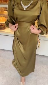 Claraa Dress Satin Serut Kondangan | Gamis Wanita Elegan | Dress Serut Kekinian | Baju Gamis Remaja | Outfit Kondangan Mewah | Dress Pesta Cantik | Gamis Lebaran