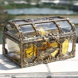 Vintage Transparent Pirate Treasure Crystal Gem Jewelry Trinket Storage Box Organizer Earrings Women Jewelry Display Travel Case