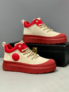 Mens Casual High-Top Martin Boots Leather Sneakers Thick Bottom Heightening Sports Board Shoes Clown Style Autumn 2025 New