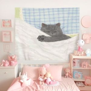 Tấm Thảm Treo Tường Hình Chó Màu Vàng Sữa VIKAMA Chất Liệu Polyester Không Dệt Dùng Trang Trí Phòng Ký Túc Xá Làm Nền Cho Thú Cưng.