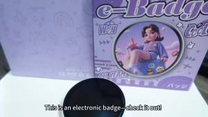 Digital Badge Pin with Anime Themed Pixel Screen-Smart E - Badge for Backpacks Cool Button Display Photo Name Tag - Perfect
