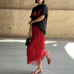 Hong Kong Style Tassel Skirt: A Slimming Cinched Waist Pleated Skirt