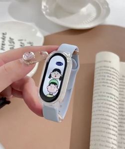 สายซิลิโคนพร้อมเคสสำหรับ Xiaomi Mi Band 8 7 6 5 4 3สายนาฬิกาข้อมือสำหรับ Miband 8/7/5/6/4/3สายรัดข้อมือแฟชั่นสายสีทึบอ่อนเปลี่ยน