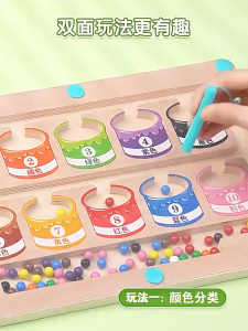 Magnetic Maze Toy Magnetic Beads Color Maze Toddler Counting Puzzle Board Training Board Educational Teaching Toys for Kids Magnetic Maze Toy