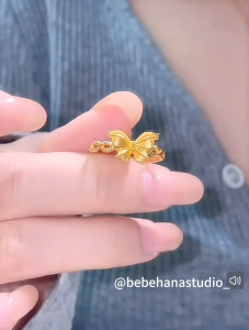 [Butterfly 🦋] Gold 916 Plated Gold Adjustable Ring/Vintage Open Design Cute Minimalist Jewelry for Women Gold Cincin