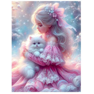 Acrylic Paint By Numbers Girl Boy and Cat Painting By Numbers on Canvas Coloring By Number for Adults Paint Digital Art