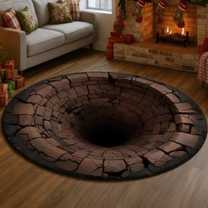 Thảm Trải Sàn Ảo Ảnh Quang Học VIKAMA Thảm Trải Sàn Bằng Polyester Bền Chống Trượt Có Thể Giặt Bằng Máy Cho Phòng Tắm Phòng Ngủ Cắm Trại Tập Yoga - Họa Tiết Vực Thẳm Vô Tận