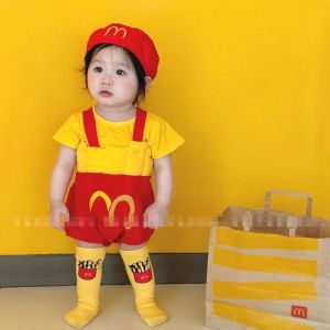 ชุดหน้าร้อน เด็กทารก เด็กผู้หญิง ชุดรอมเปอร์ ชุดสูท ทารกแรกเกิด 1 เดือนพระจันทร์เต็มดวง น่ารัก เสื้อผ้า สไตล์เกาหลี เสื้อผ้าเด็กแขนสั้น