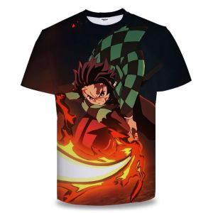 Bandai | Demon Slayer Anime Clothes (Mens) Short Sleeve T-shirt Spring/Summer Outfit Middle School Teen Kids Trendy T-shirt Top
