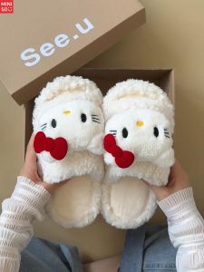Hellokitty Cat Cotton Slippers Cute Cartoon KT Cat Slippers for Women Warm Home Shoes Autumn Winter Season High Aesthetic Value
