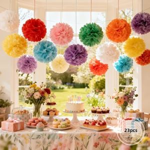 Handmade DIY Paper Flower Pom-Pom Garland - Pink Blush Wedding Decorfor WeddingsBirthdaysShowersValentines Party Decoration