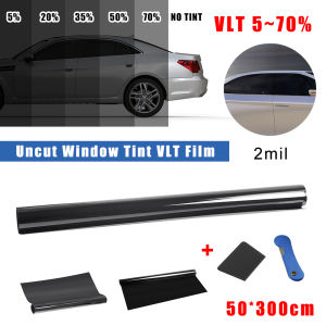 50*300CM Black Car Window Film 5%/20%/35%/50%/70% VLT Window Tinting Glass Shading Sticker Summer UV Protector Auto Accessories