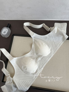 Ice Silk Thin One-Piece Seamless Rabbit Ear Bra Womens Soft Support Prevent Expansion V-Neck Wireless Bra Thin Cup Design