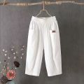 QIAOXIZI | Summer Lightweight Cotton Linen Casual Loose Pants for Women with Elastic Waist. 