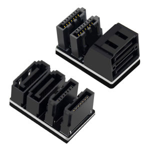 [Momodining]SATA 7Pin Angled Adapter Plug and Play 2 SATA 7Pin Adapter Converter 2 SATA 7Pin Male To Female Converter for Motherboard Desktop