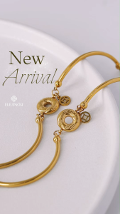 Vòng tay nữ titan Eleanor Accessories thiết kế mặt hình tròn lăc tay basic phụ kiện trang sức 9770