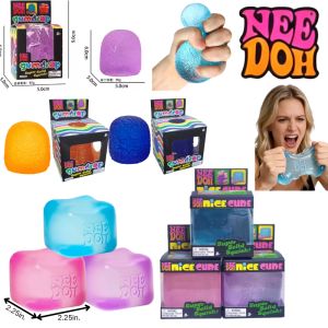 Schylling Nee Doh Gumdrop & Cube Squish Toy Soft Jelly Squeeze Fidget Toy Sensory Stress Relief Toy for Kids & Adults