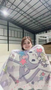 ผ้าขนหนู Kuromi ขนาด 60x35 นิ้ว ผ้าไมโครไฟเบอร์ ลิขสิทธิ์แท้100% พร้อมส่ง