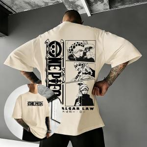 Bandai | One Piece Trafalgar Law Anime T Shirt Men Women Cotton Short Sleeve Tee Cartoon Graphic Print Summer Streetwear Casual Tops Y2k