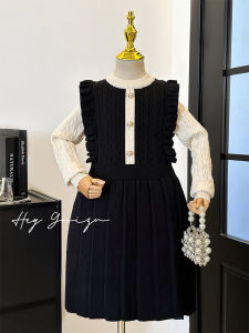 Thickened Knitted Princess Dress for Girls Autumn Winter New Style Base Layer Skirt Little Girl Cute Cartoon Polyester Fiber