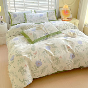 LUOLIQI | Natural Coarse Cotton 4-Piece Bedding Set Machine Washable