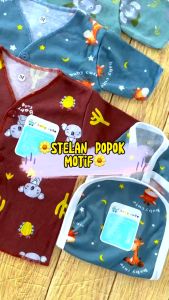 Stelan baju bayi pendek motif/stelan popok SNI/3pcs SNI